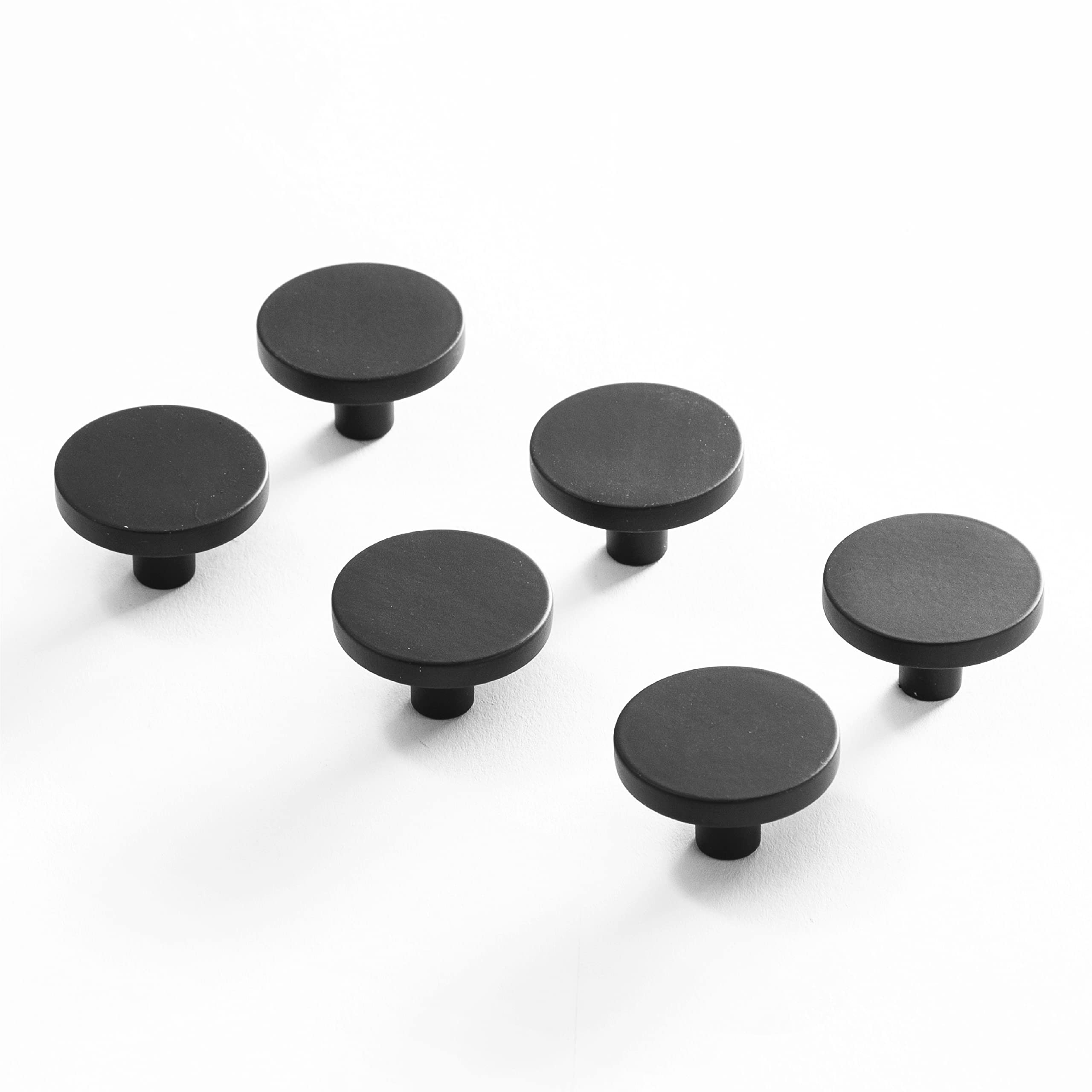 BINO 6-Pack Cabinet Knobs - 1.22" Diameter (31mm), Matte Black - Dresser Knobs for Dresser Drawer Kn | Amazon (US)