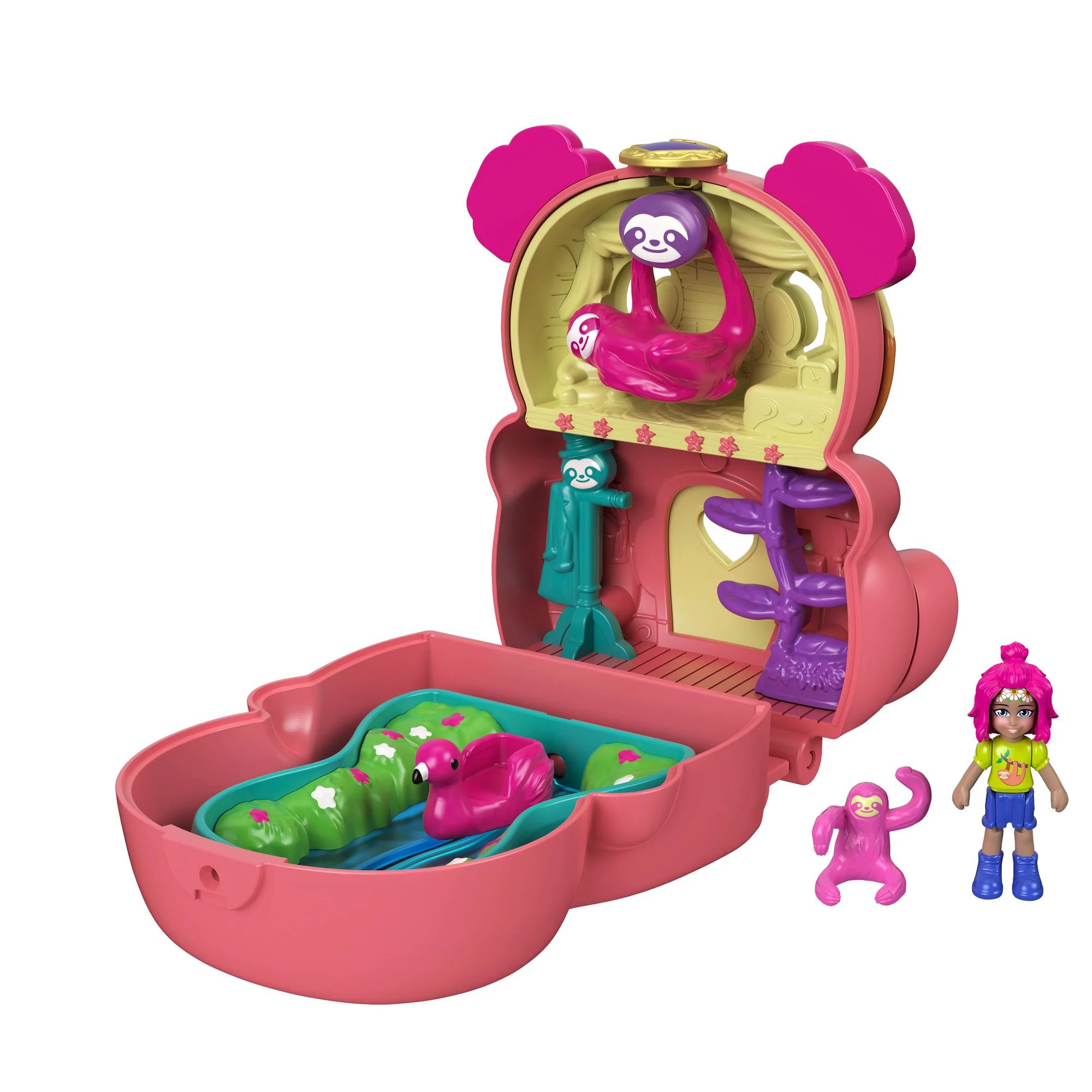 ​Polly Pocket Flip & Find Sloth Compact, Flip Feature Creates Dual Play Surfaces, Micro Doll, S... | Walmart (US)