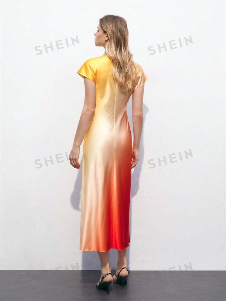 SHEIN Maija Women's Summer Fashion Ombre Waist-Tied Dress | SHEIN