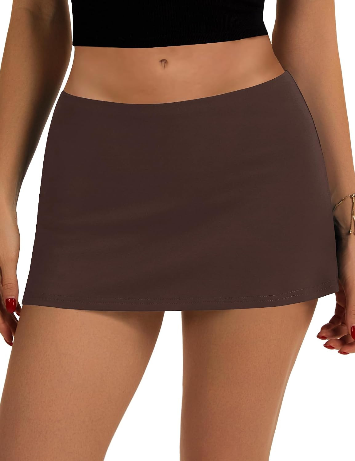 LOMON Women's Low Rise Micro Mini Skirt with Built-in Shorts & Pockets | Amazon (US)