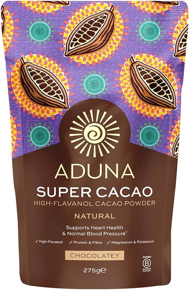 Aduna Super-Cacao Powder | Natural Raw African Cacao Powder for Cardiovascular Health | Ghanaian Low Cadmium Cacao | 275g Resealable and Recyclable Pack | Amazon (UK)
