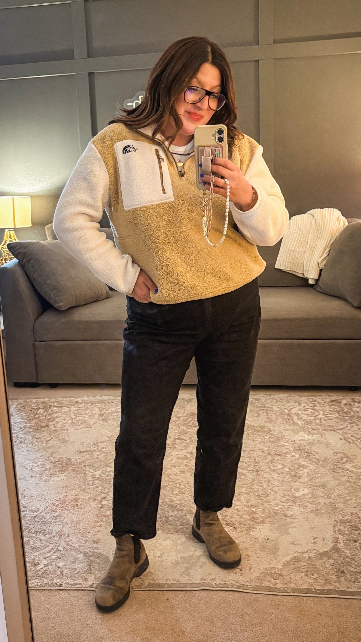 North face fleece 1/4 zip (XL)
Abercrombie ankle jeans (33)
Blundstones 


#LTKOver40 #LTKMidsize #LTKootd