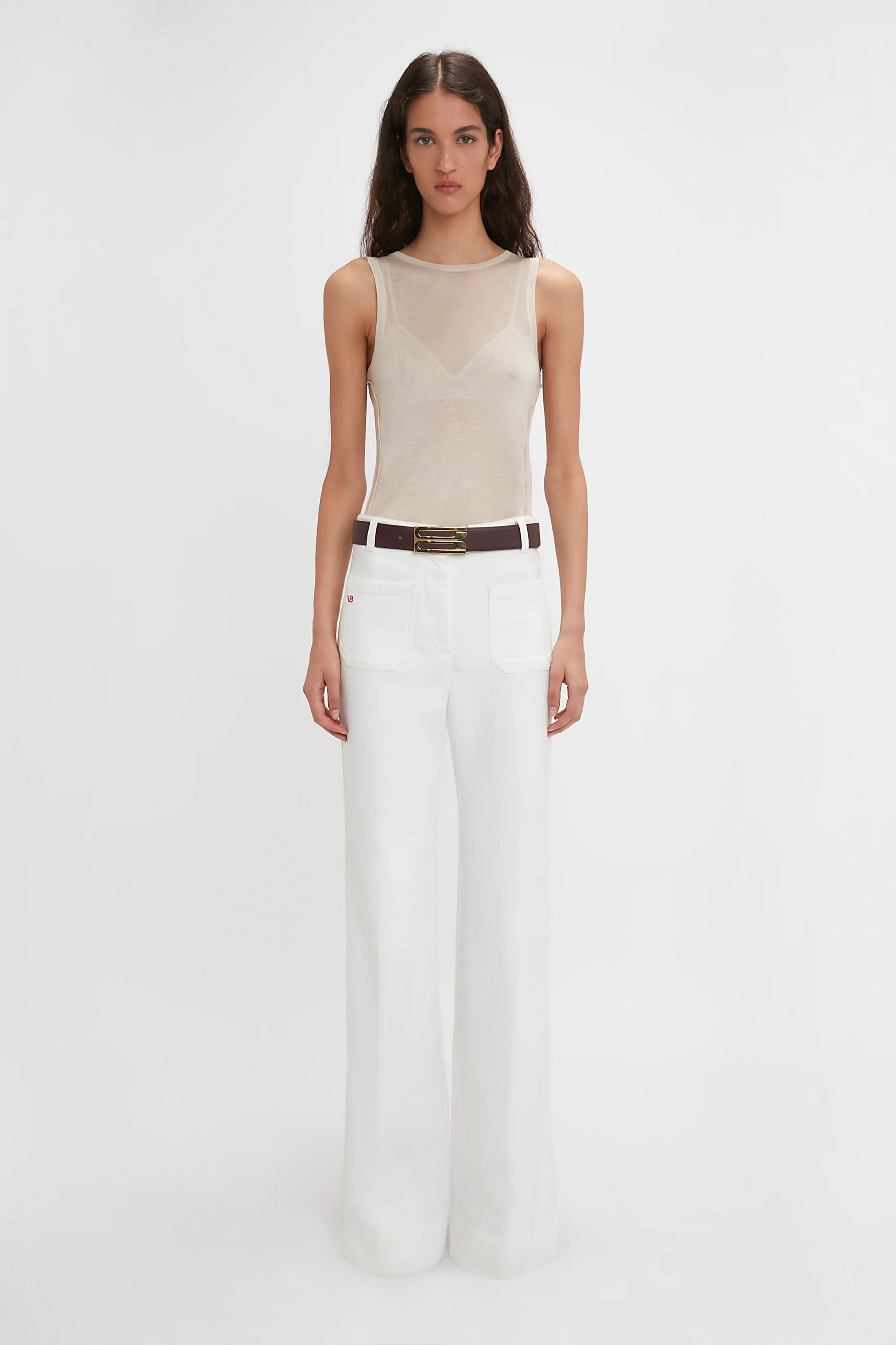 Alina High Waisted Jean In Washed White | Victoria Beckham UK