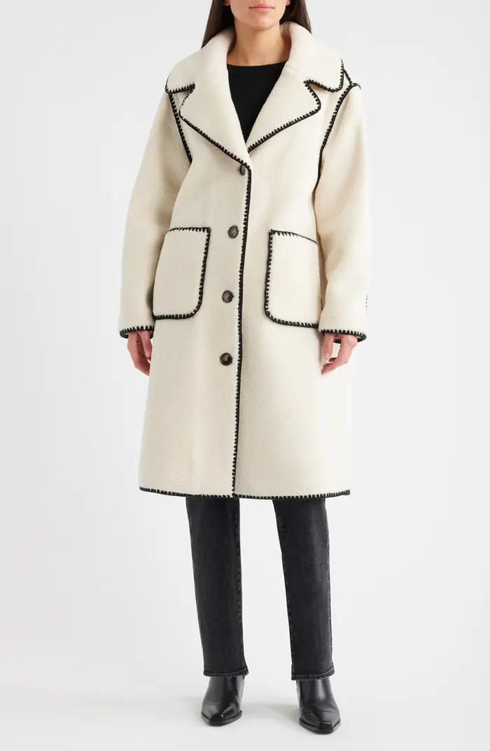 Blanket Stitch Fleece Coat | Nordstrom