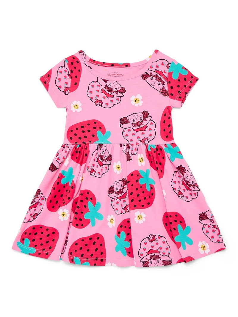 Strawberry Shortcake Toddler Girls Allover Print Dress with Short Sleeves, Sizes 12M-5T | Walmart (US)