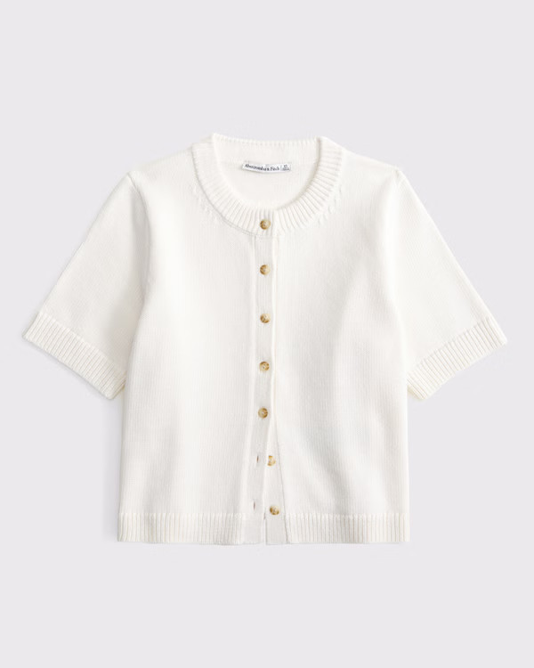Short-Sleeve Crew Cardigan | Abercrombie & Fitch (US)