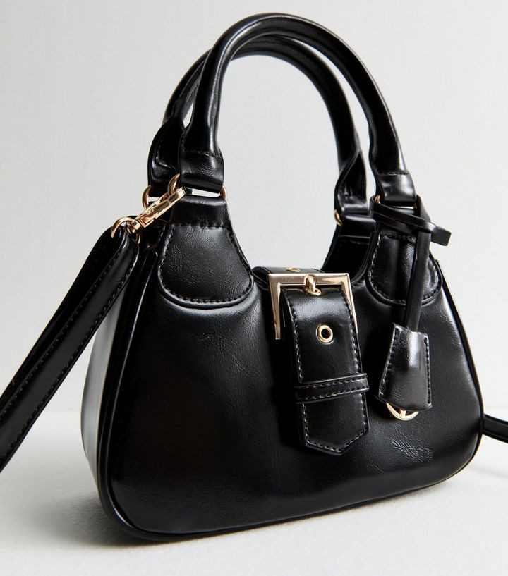 Black Leather-Look Buckle Crossbody Mini Bag  | New Look | New Look (UK)