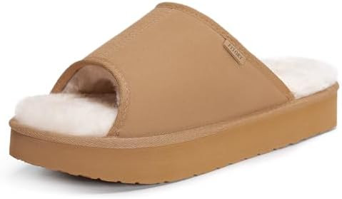 FITORY Women's Suede Slippers with Fuzzy Lined Open Toe - Non-Slip Indoor/Outdoor House Shoes for... | Amazon (US)