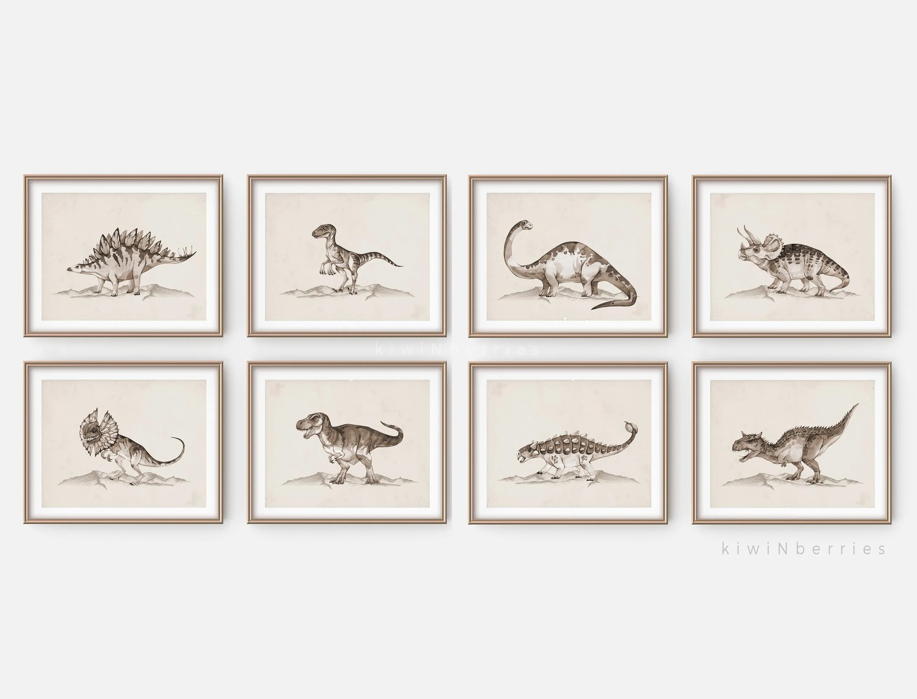 Vintage Dinosaur Print Set: Sepia Fossil Illustrations (Digital Download) | Etsy (Global)