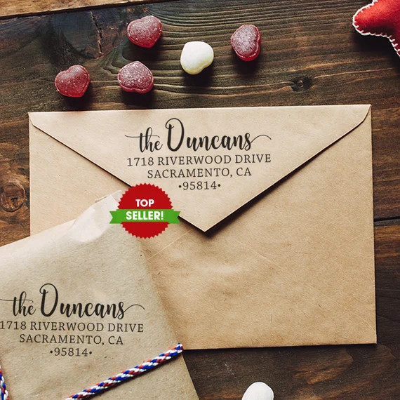 Custom Family Address Stamp, The Duncans Script Address Stamp, Self-Inking Return Address Stamps | Etsy (US)
