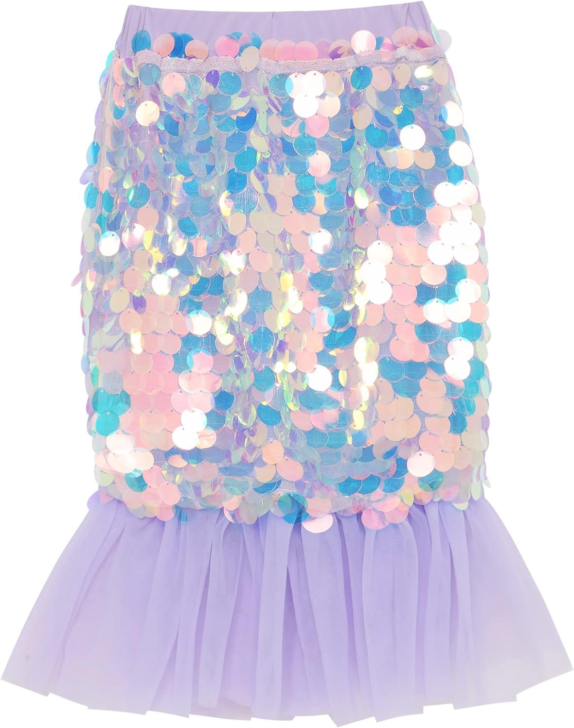 Toddler Girl Sequin Pencil Skirt with Pleated Tulle Mermaid Tail 2-7 Years | Amazon (US)