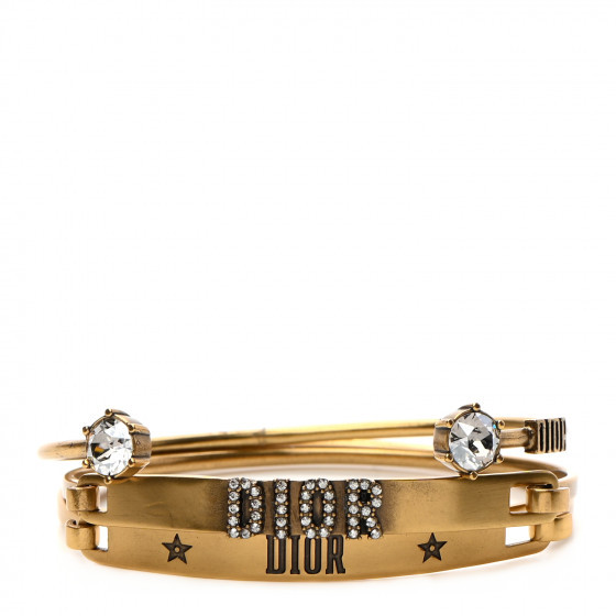 CHRISTIAN DIOR Metal Crystal Dio(r)evolution Bracelet Set Gold | Fashionphile