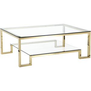 Pangea Home Laurence Metal Coffee Table in Polished Gold | Cymax