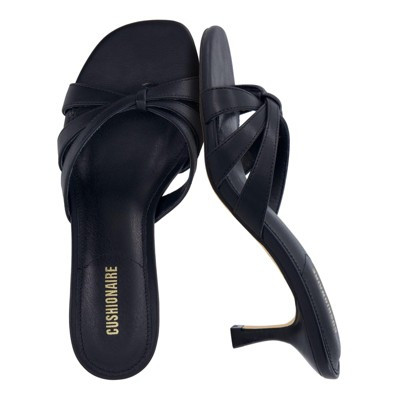 CUSHIONAIRE Malta Strappy Kitten Heels for Women, Dressy Open Toe Low Heel Sandals with Memory Foam Comfort, Black Smooth 8.5 | Target