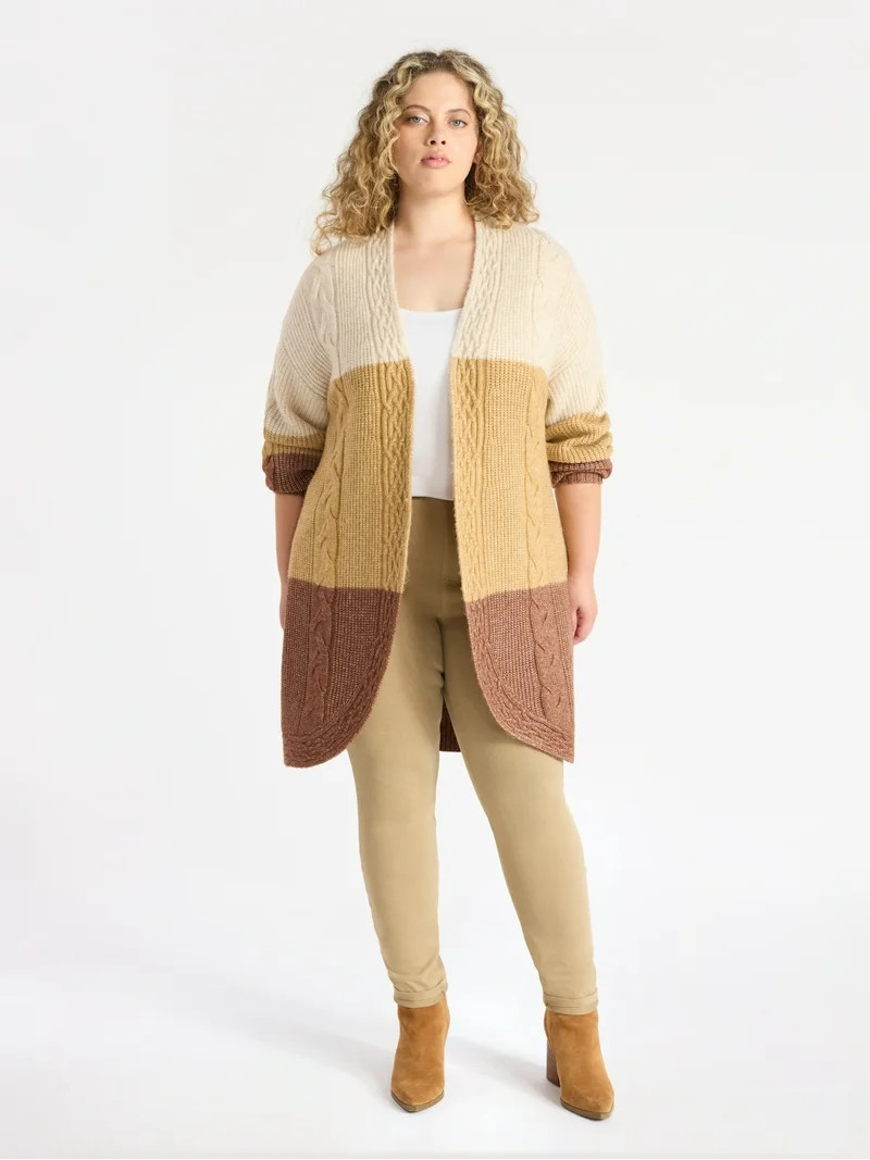 Terra & Sky Women's Plus Open Front Cardigan Sweater, Midweight, Size 1X-5X | Walmart (US)