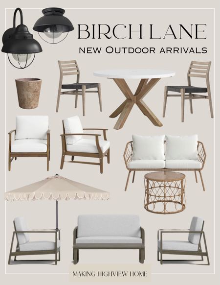New outdoor arrivals from
Birch lane! Dining chairs outdoor, outdoor patio furniture, outdoor lighting, outdoor conversation sets 

#LTKstyletip #LTKhome #LTKSeasonal