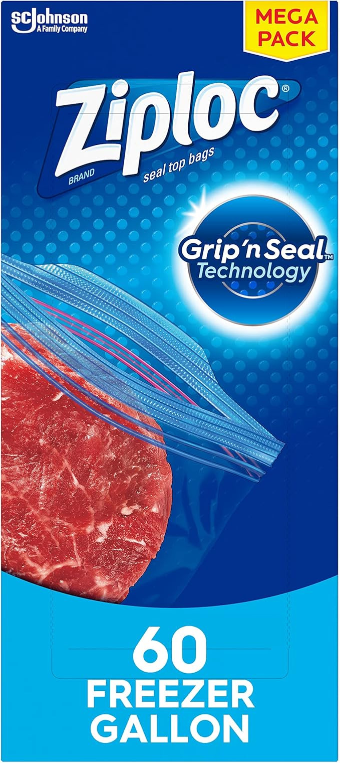 Ziploc Gallon Food Storage Freezer Bags, Grip 'n Seal Technology for Easier Grip, Open, and Close... | Amazon (US)