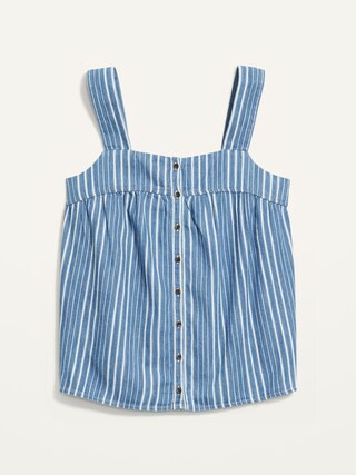 Sleeveless Striped Button-Front Jean Top for Women | Old Navy (US)