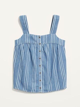 Sleeveless Striped Button-Front Jean Top for Women | Old Navy (US)