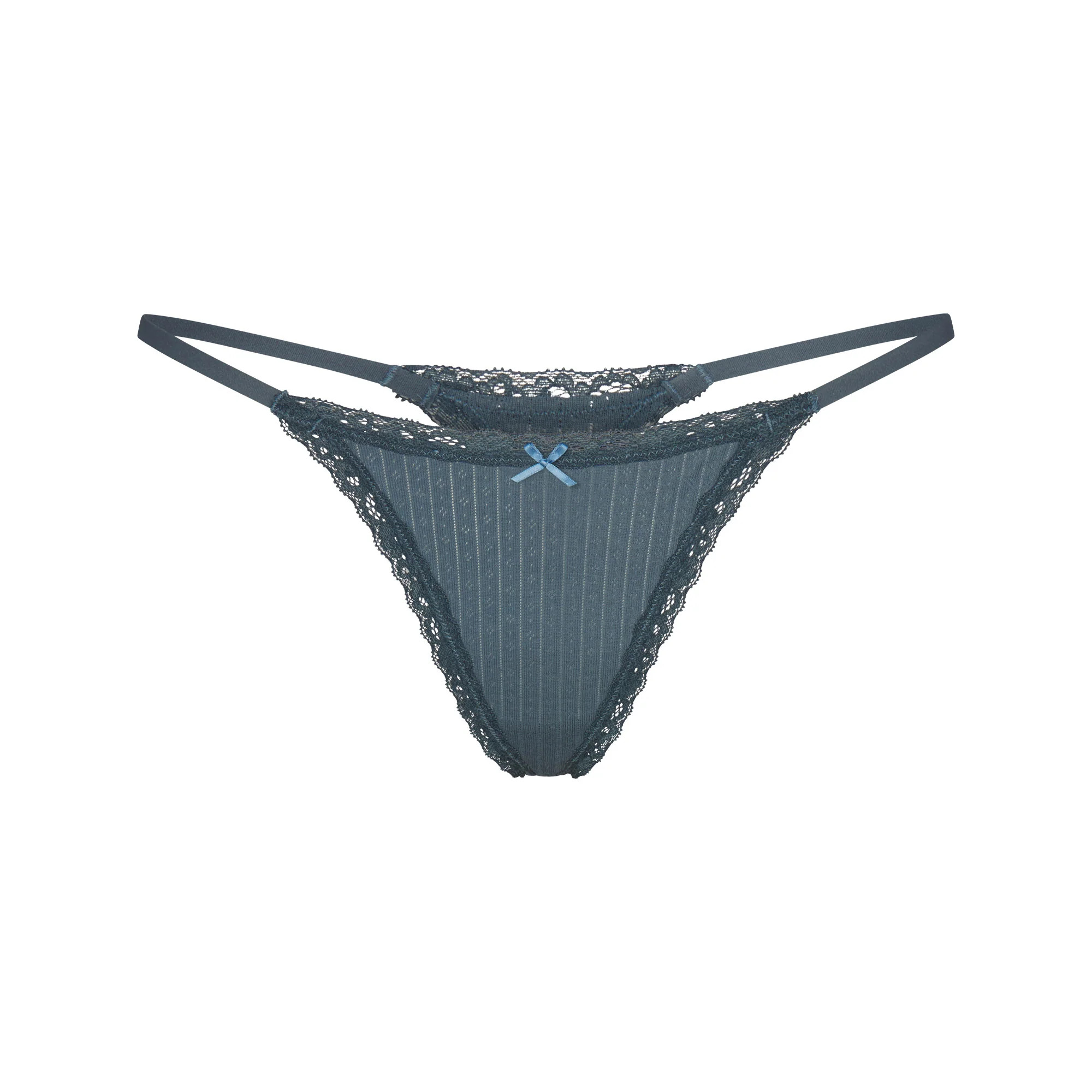 LIGHTWEIGHT COTTON POINTELLE LACE STRING THONG | ZIRCON TONAL | SKIMS | SKIMS (US)