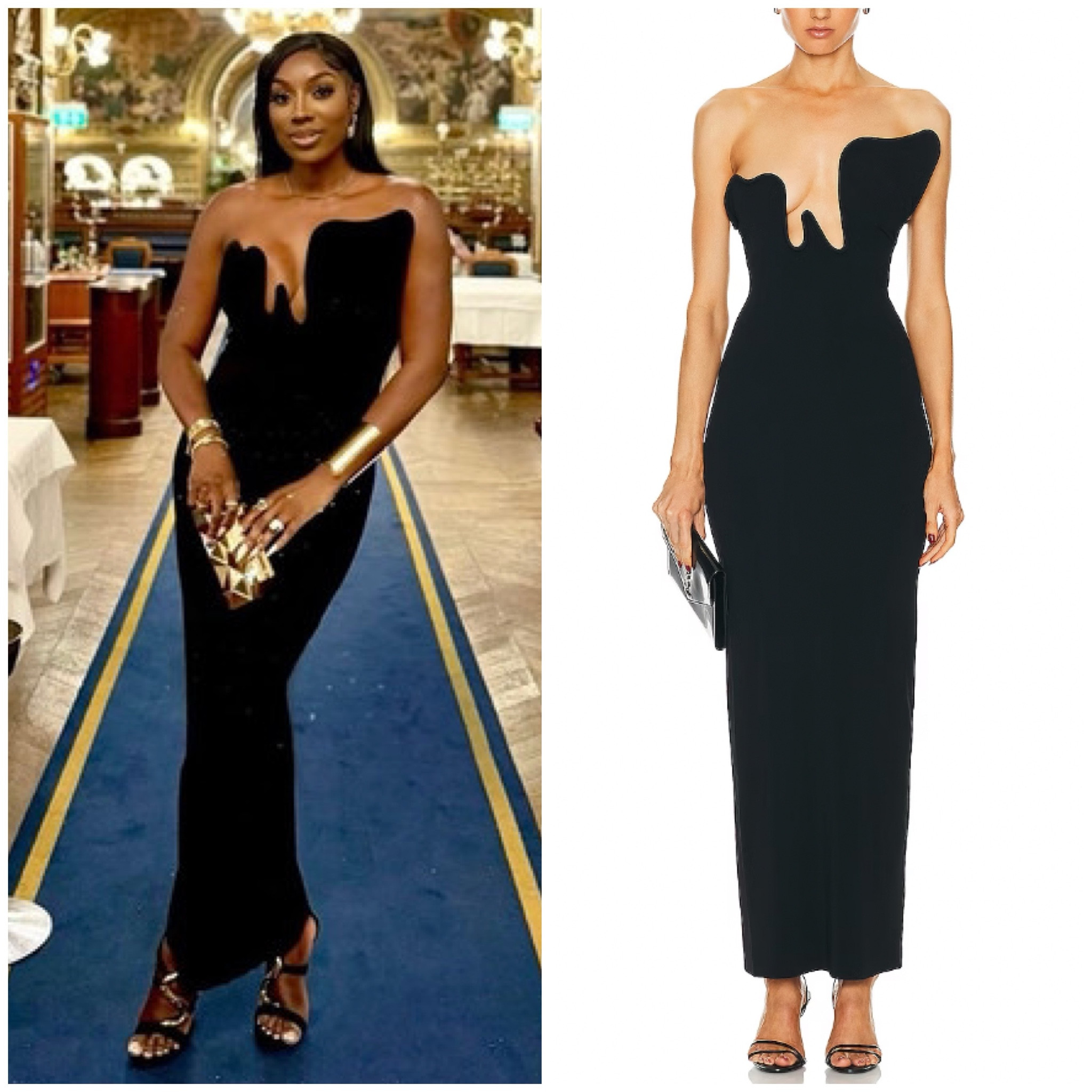 Wendy Osefo’s Black Asymmetrical Strapless Gown 📸 = @wendyosefo