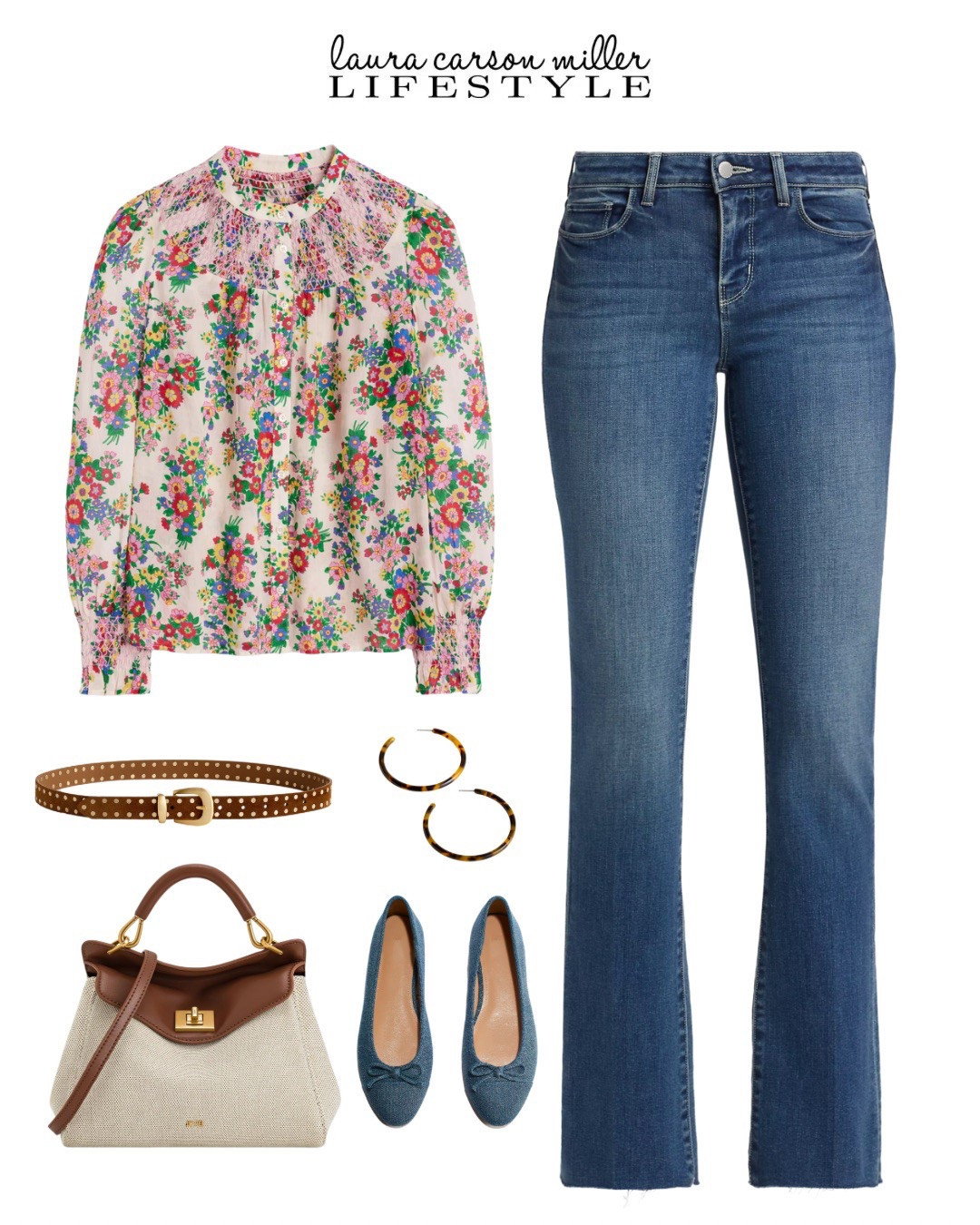 Jeans, feminine blouse, flats, hoop earrings, top handle bag, Laura carson miller, LCM lifestyle, brunch outfit, concert outfit, date night outfit, outfit ideas, what to wear 

#LTKFindsUnder100 #LTKShoeCrush #LTKItBag