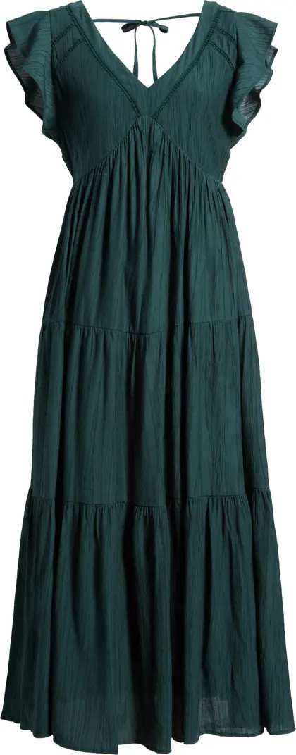 Treasure & Bond Crinkle Finish Flutter Sleeve Maxi Dress | Nordstrom | Nordstrom