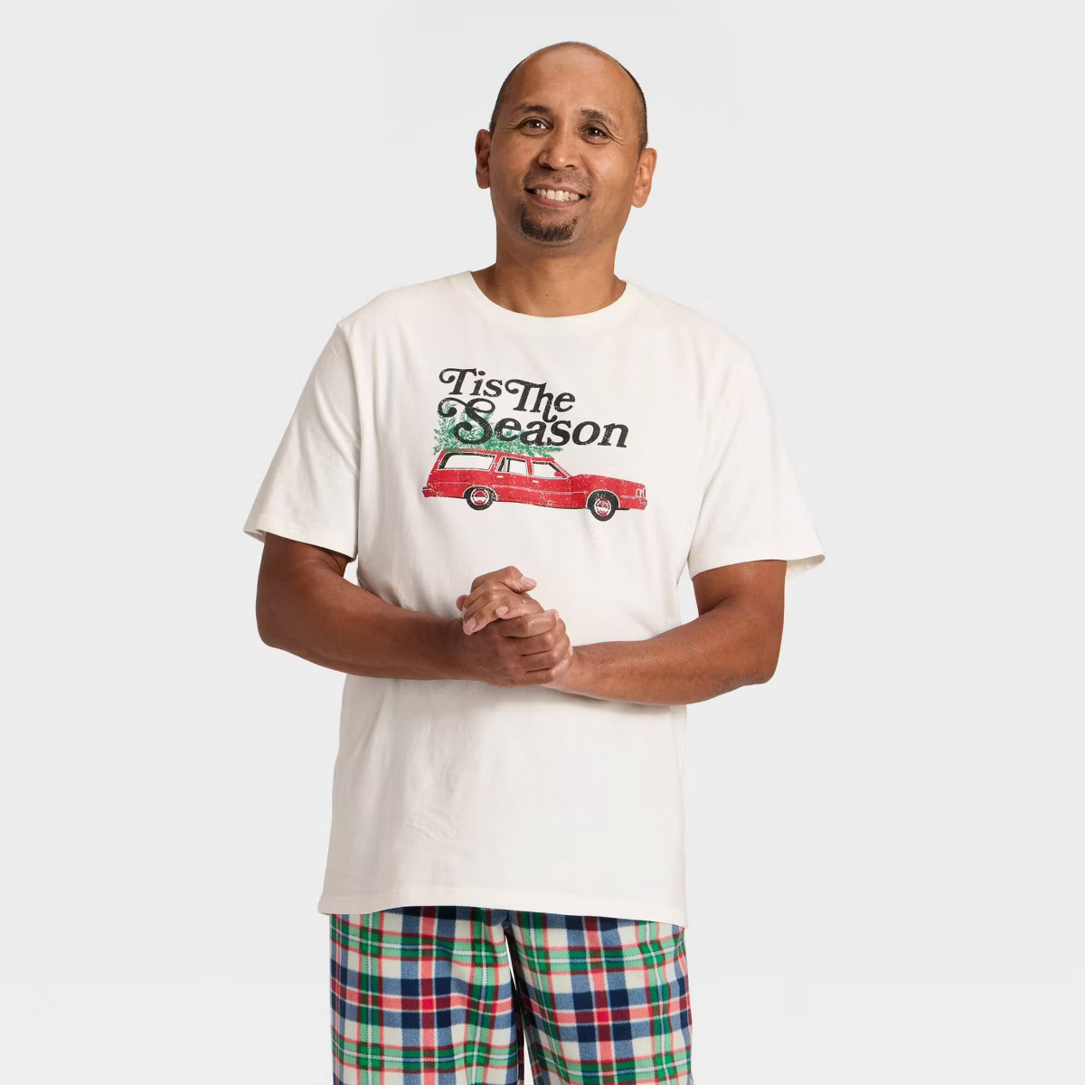 Men's "Tis the Season" Short Sleeve Holiday Matching Family Pajama Shirt - Wondershop™ Cream | Target