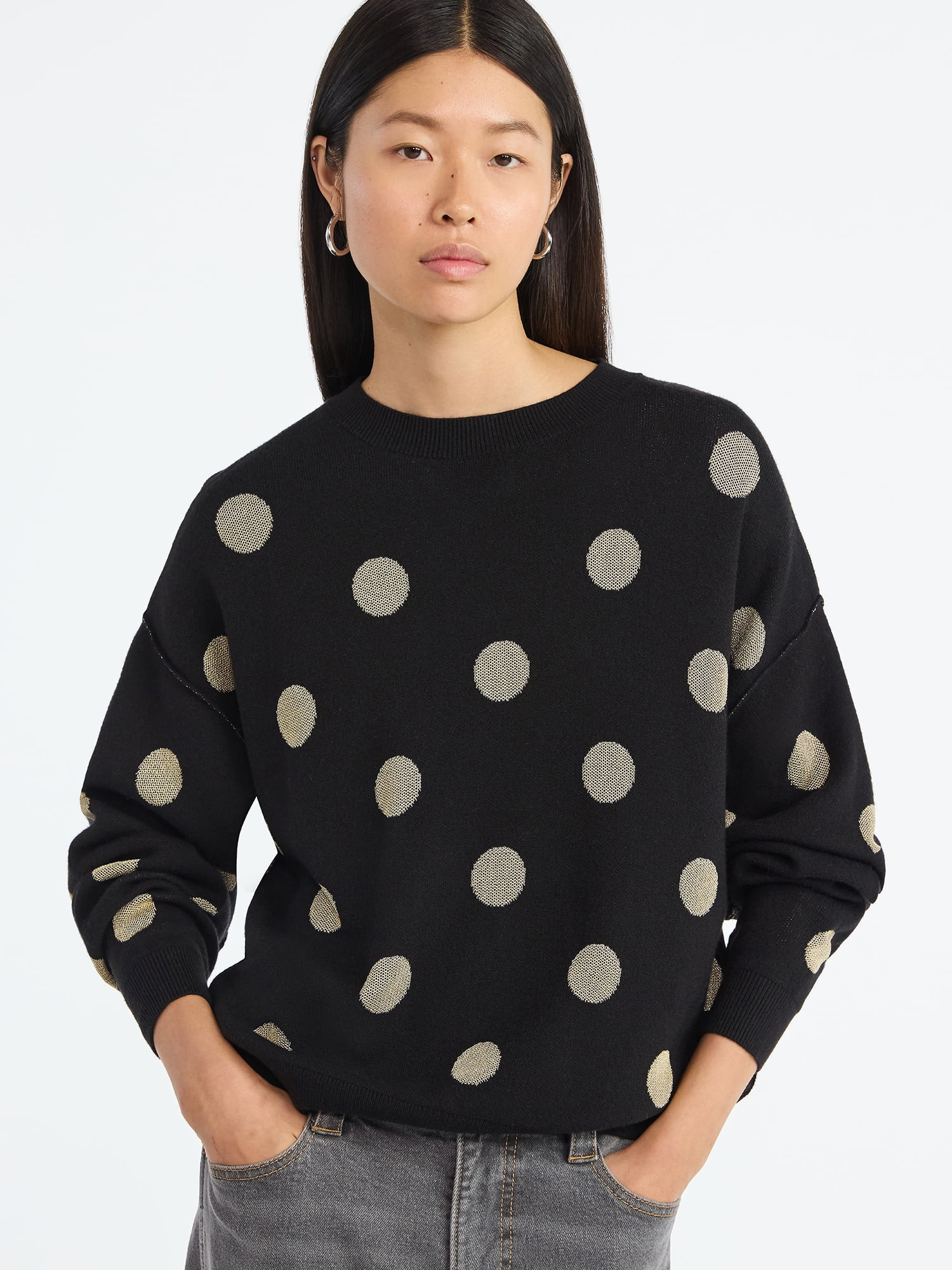 Scoop Women's and Women's Plus Oversized Crewneck Sweater, Lightweight, Sizes XS-4X | Walmart (US)