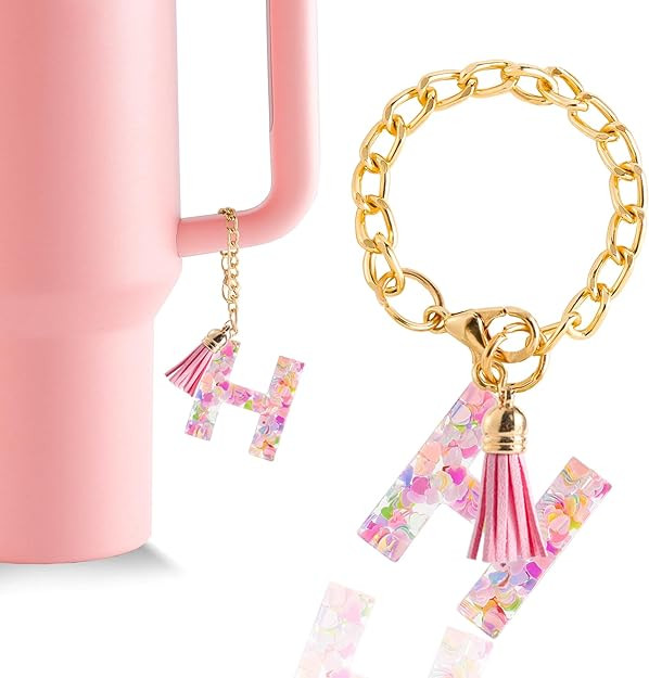 Letter Charm Accessories for Stanley Cup 1 PCS Cute Initial Keychain Handle Charm for Stanley Tum... | Amazon (US)