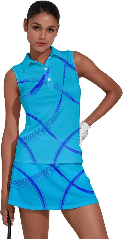 ACEGOLFS Women's Golf Shirts Sleeveless Collared Shirt for Women Quick Dry Button Up Tennis T-Shi... | Amazon (US)