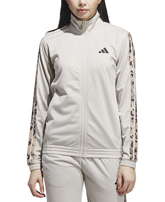 adidas Women's Animal-Print Stripe Tricot Track Jacket - Macy's | Macy's