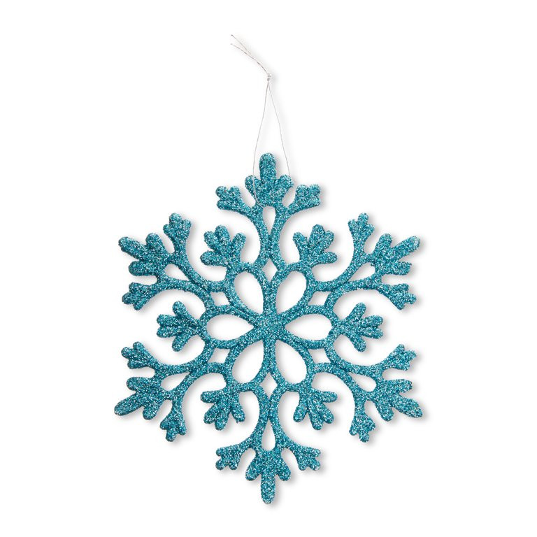 12-Count Glitter Snowflake Ornaments, by Holiday Time | Walmart (US)