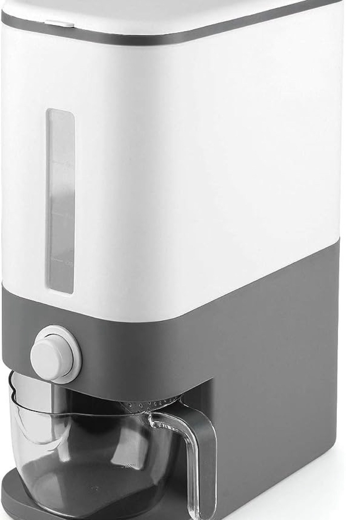 Gone are the days of storing your rice and cereal Tupperware, where you have to continually refill it and move it from its spot to put on the counter! This one fits right underneath my sink and it fits 20 pounds of rice, which means less refilling