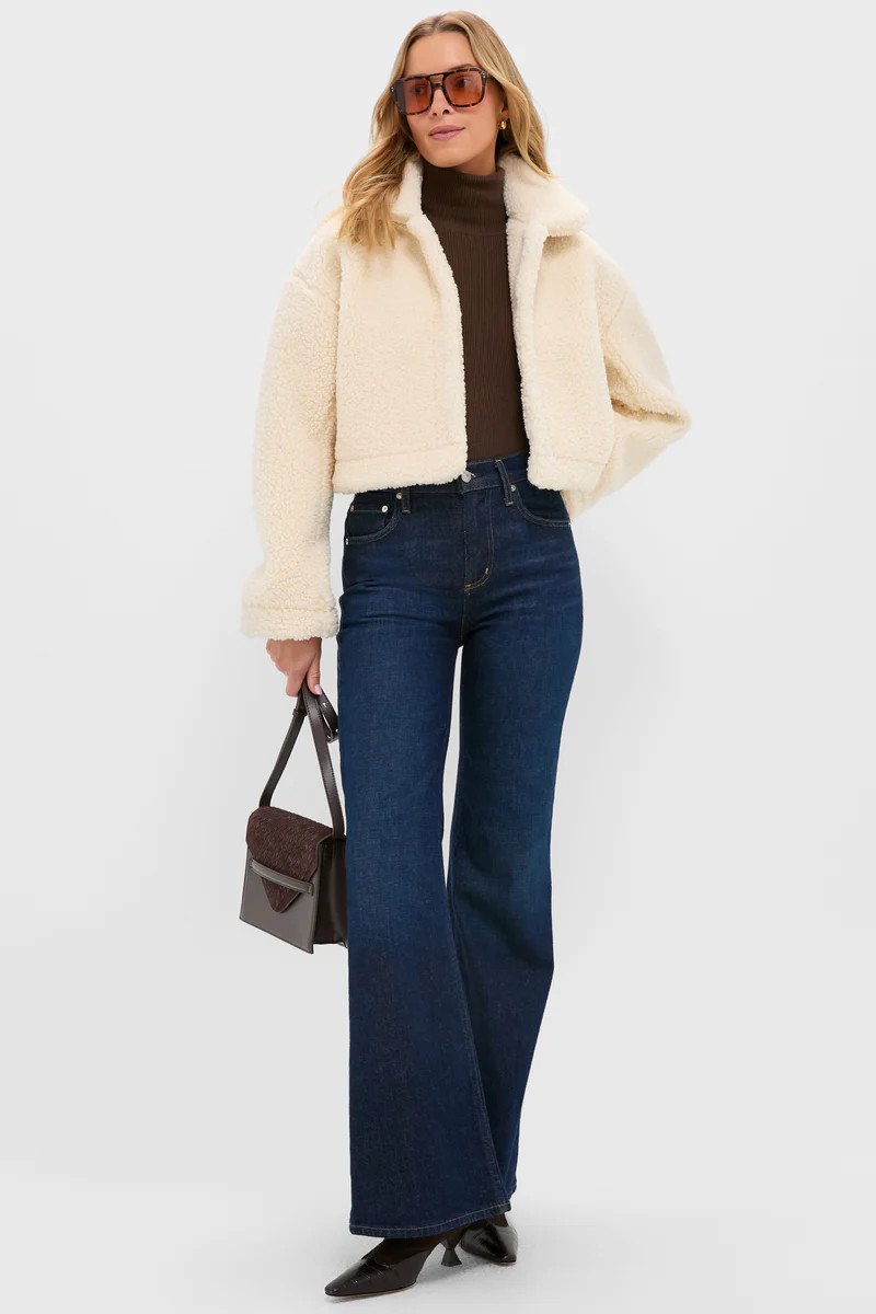 Cream Sherpa Sara Crop Jacket | Tuckernuck (US)