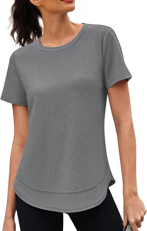 Womens Workout Tops Short Sleeve Crewneck Sports Yoga Running Shirts Quick Dry Outfits S-3XL | Amazon (US)