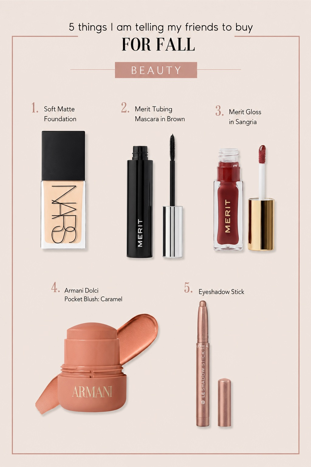 Fall beauty favorites I’m telling all my friends about 🤎 These are the easy, everyday products that make getting ready feel effortless—pretty skin, soft brown lashes, the perfect fall lip, warm blush + a swipe-and-go shadow. Consider your fall makeup bag refreshed. ✨

#LTKgrwm #LTKootd #LTKBeauty