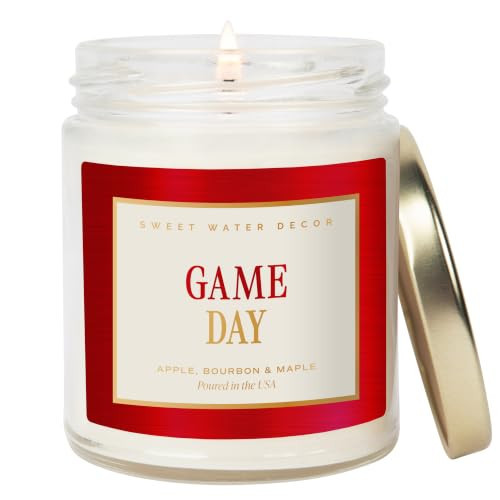 Sweet Water Decor Red Game Day Soy Wax Candle, 9oz Jar with Gold Lid | Amazon (US)