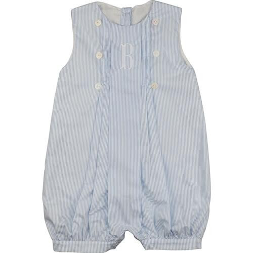 Blue Stripe Pleated Short Romper - Shipping Late March | Cecil and Lou