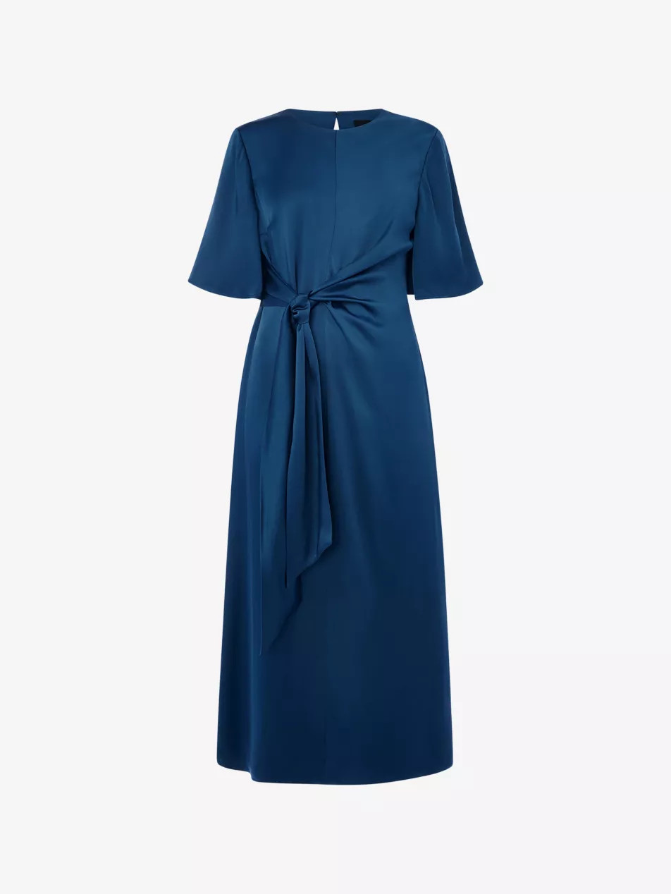 Twist-Waist Satin Midi Dress | Selfridges