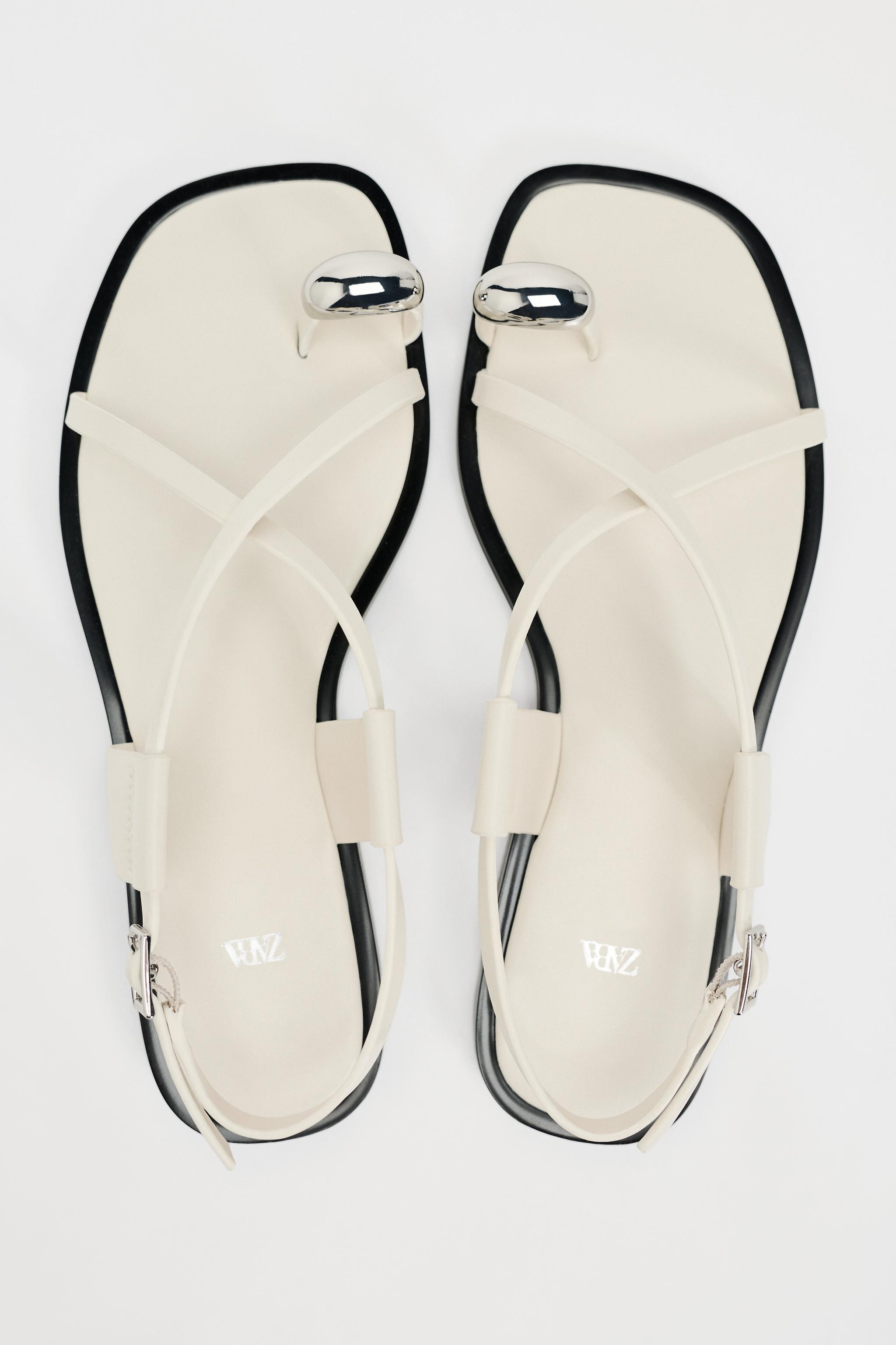 FLAT STRAPPY SANDALS WITH METAL ORNAMENT | Zara Canada