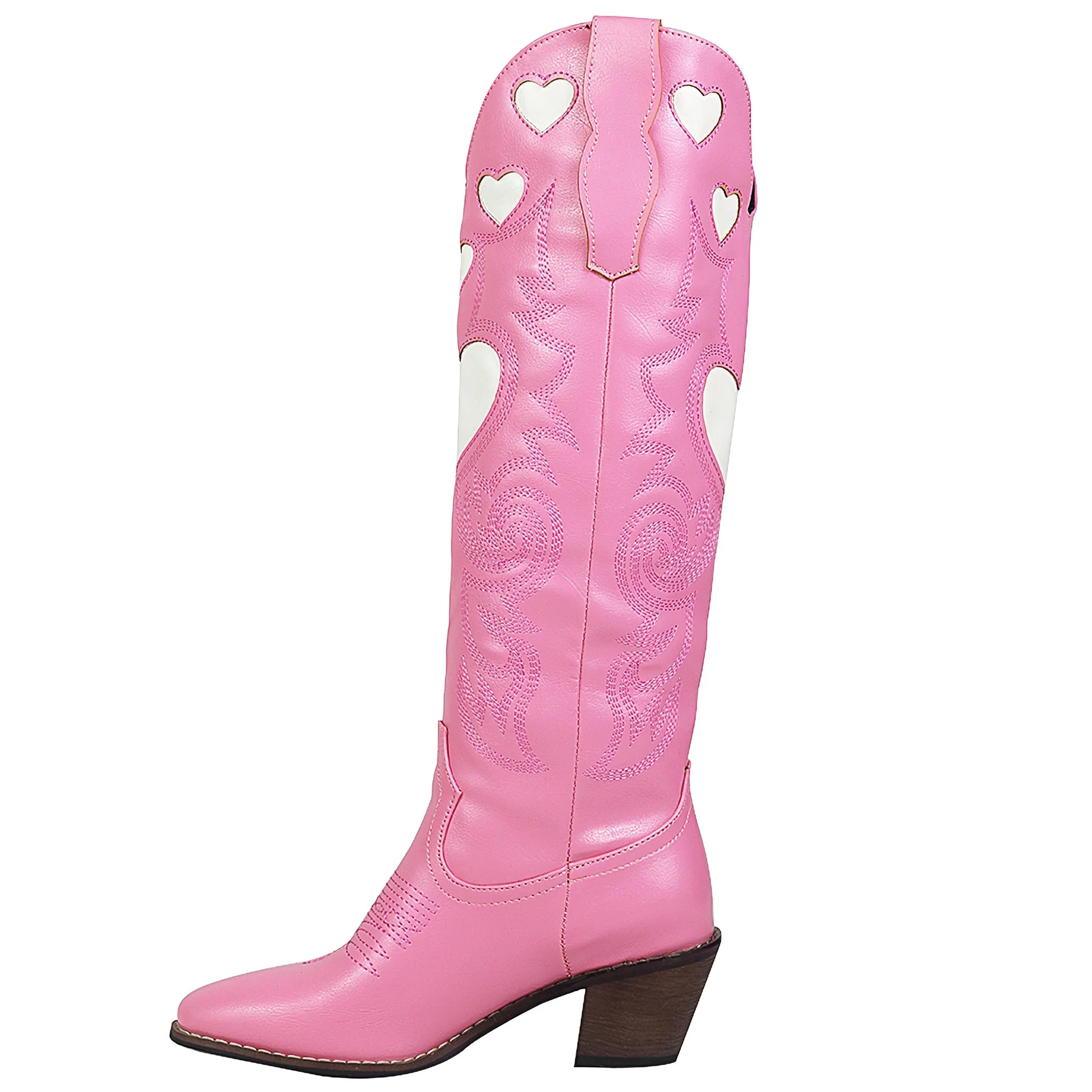 CELNEPHO Western Boots For Women Pink Knee High Cowgirl Boots Size 8 | Walmart (US)