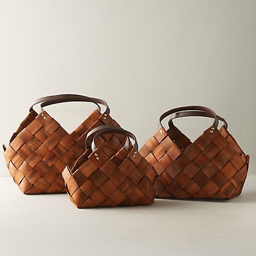 Woven Seagrass Basket with Leather Handles | Terrain