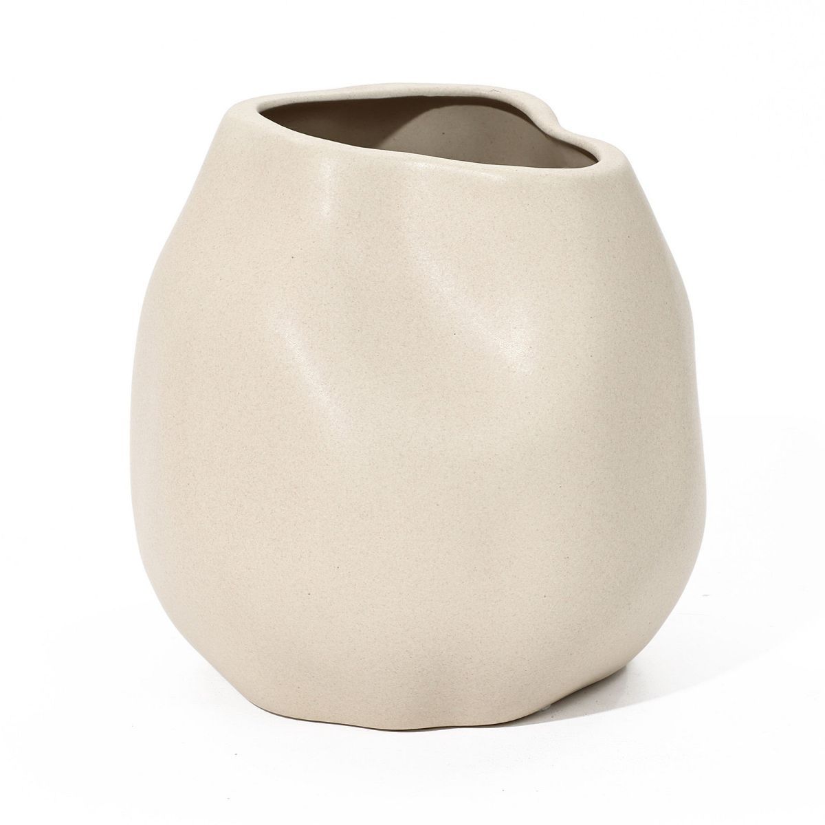 LuxenHome Ivory White Ceramic Modern Round Vase Off-White | Target
