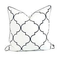 Hofdeco Spring Indoor Outdoor Pillow Cover ONLY, Water Resistant for Patio Lounge Sofa, White Nav... | Amazon (US)