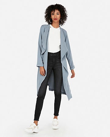 zip pocket soft trench coat | Express
