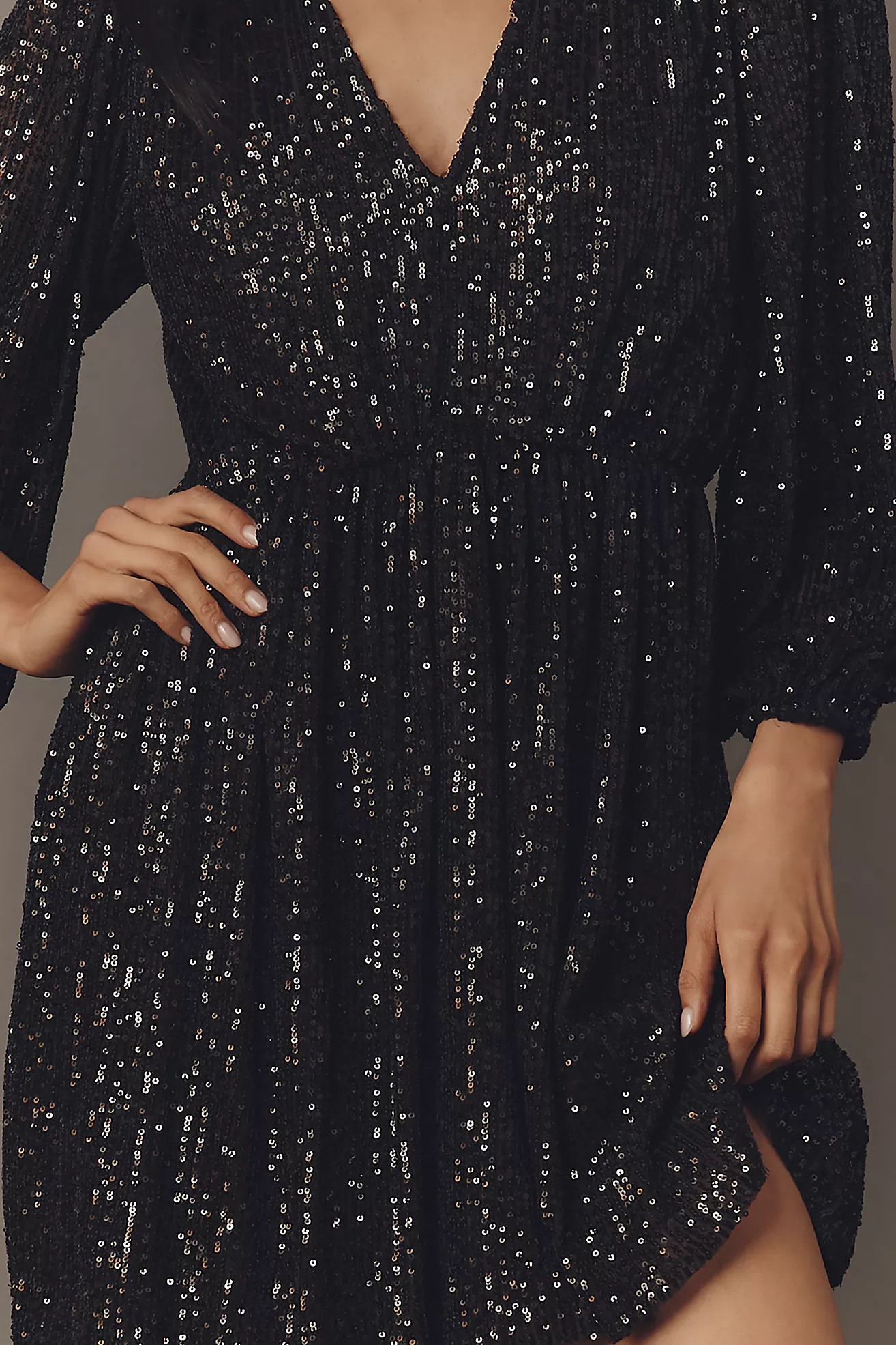 PAIGE Gianetta V-Neck Sequin Mini Dress | Anthropologie (US)