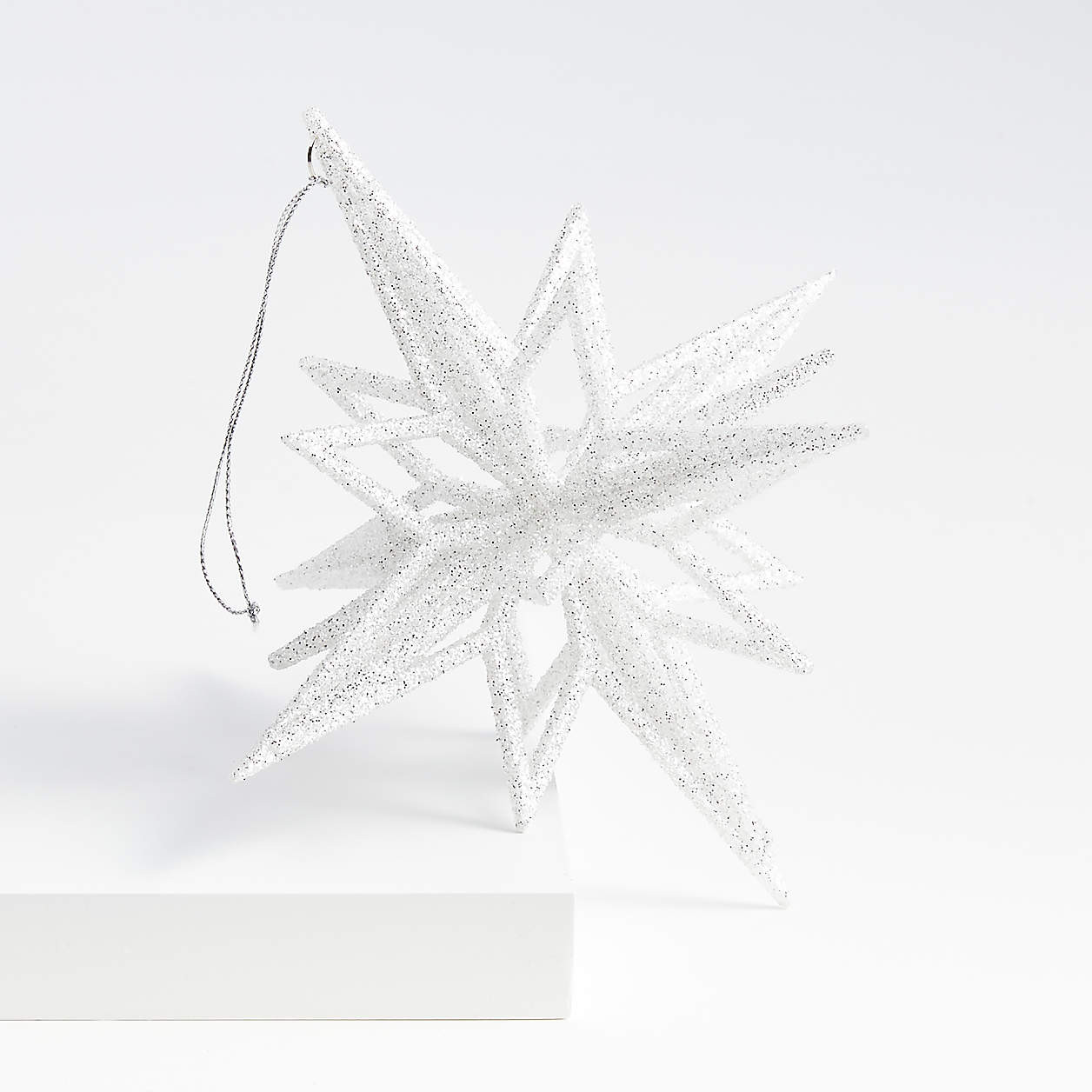 Radiant Silver Glitter Star Christmas Tree Ornaments, Set of 12 + Reviews | Crate & Barrel | Crate & Barrel