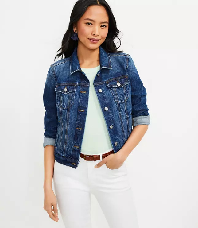 Denim Trucker Jacket in Classic Indigo Wash | LOFT