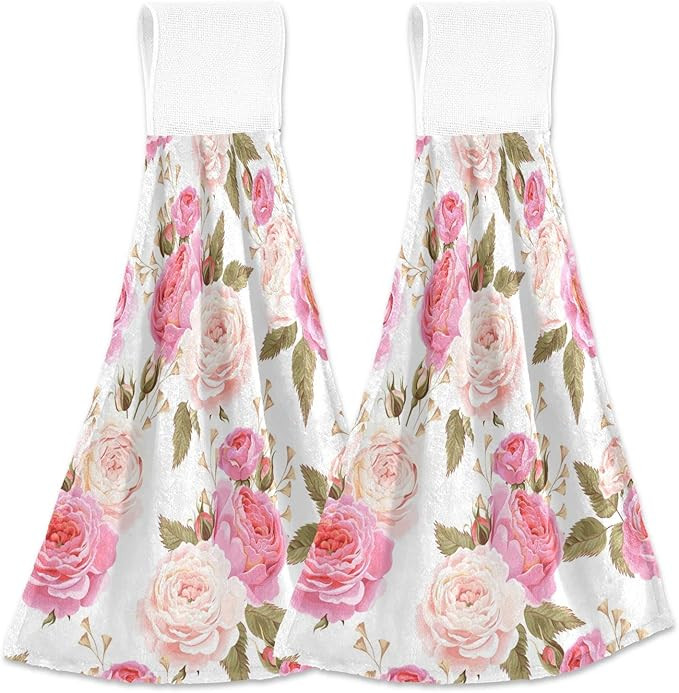 Boccsty Rose Flower Floral Hanging Kitchen Towels 2 Pieces Spring Dish Towels Dish Towels Tie Tow... | Amazon (US)